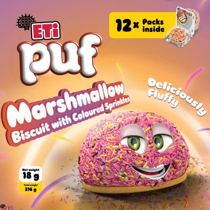 ΜΠΙΣΚΟΤΑ "PUF" ΜΕ ΚΡΕΜΑ MARSHMALLOW ΧΡΩΜΑΤΙΣΤΑ | 18ΓΡ | 48ΤΕΜ ΣΕ ΚΟΥΤΙ