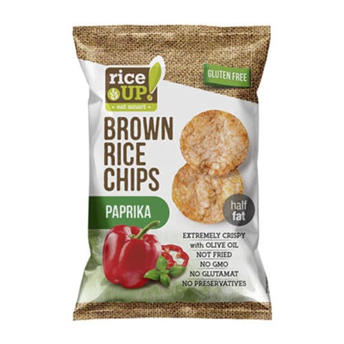 CHIPS ΑΠΟ ΚΑΣΤΑΝΟ ΡΥΖΙ "RICE UP" PAPRIKA 60ΓΡ 24*