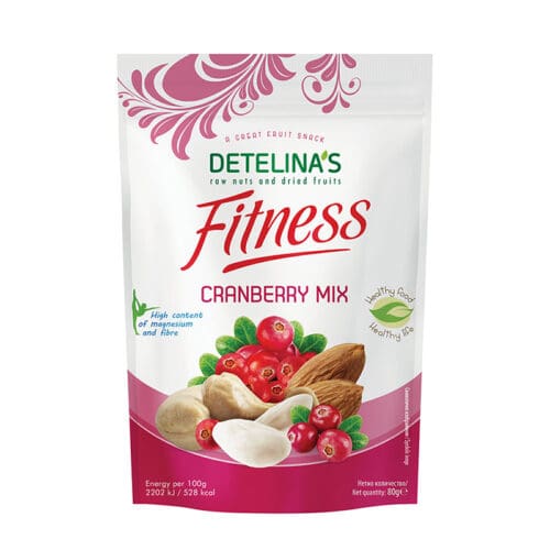 ΑΝΑΜΕΙΚΤΑ ΦΡΟΥΤΑ ΚΑΙ ΞΗΡΟΙ ΚΑΡΠΟΙ "FITNESS CRANBERRY " DETELINA 6-150 | 80ΓΡ | 8ΤΕΜ