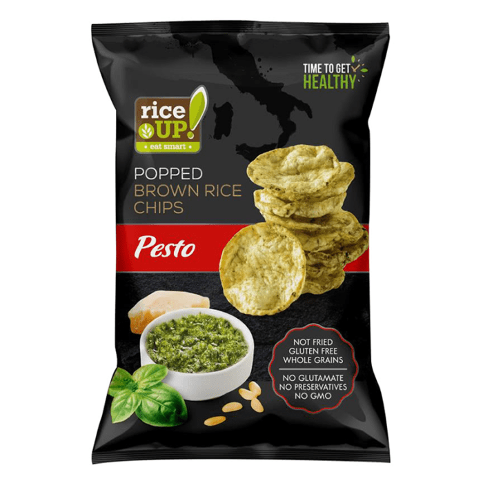 CHIPS ΑΠΟ ΚΑΣΤΑΝΟ ΡΥΖΙ "RICE UP" PESTO 2-121 | 60ΓΡ | 24ΤΕΜ ΣΕ ΚΙΒ.