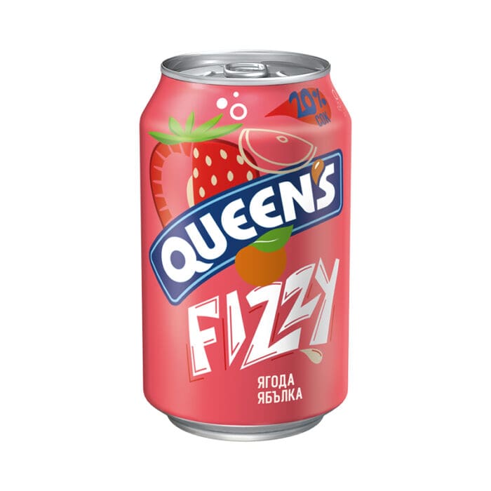 ΑΝΘΡΑΚΟΥΧΟ ΦΡΟΥΤΟΠΟΤΟ "QUEEN'S FIZZY" ΦΡΑΟΥΛΑ & ΜΗΛΟ | 330ΜΛ | 12ΤΕΜ